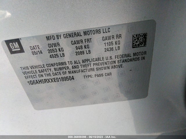 1G6AH5RXXE0189504 Cadillac Ats Luxury Awd