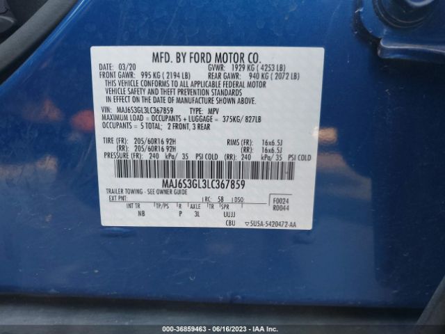 MAJ6S3GL3LC367859 Ford Ecosport Se