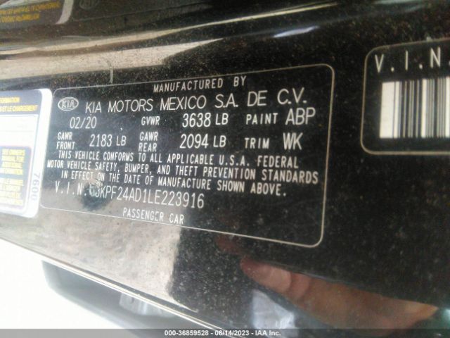 3KPF24AD1LE223916 KIA FORTE FE