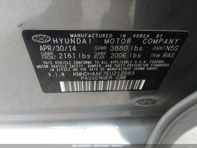 Hyundai ELANTRA SE 2014 KMHDH4AE7EU212983 Image 10