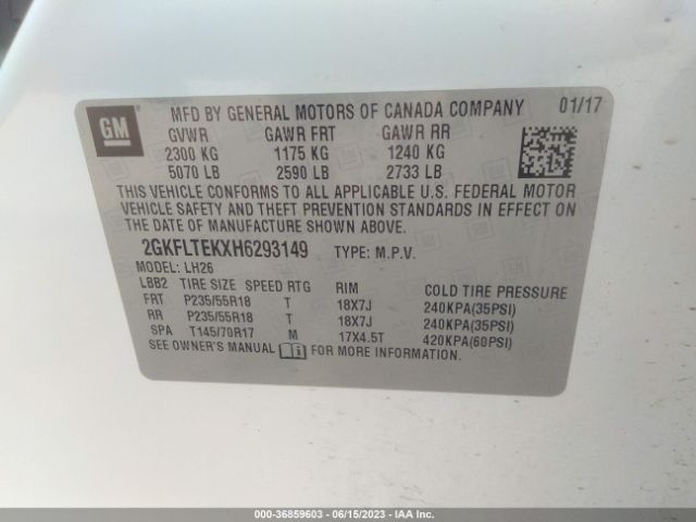 2GKFLTEKXH6293149 GMC Terrain Sle