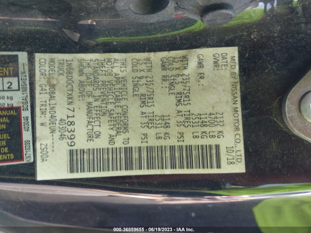 Nissan FRONTIER S 2019 1N6BD0CTXKN718399 Image 15