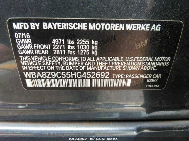 2017 BMW 3 Series, VIN: WBA8Z9C55HG452692