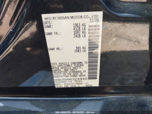 1N4BL4DV6MN324940 Nissan Altima 2.5 Sv