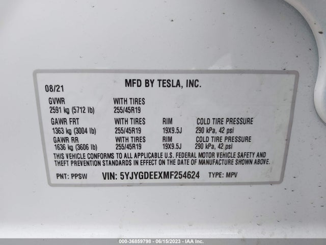 5YJYGDEEXMF254624 Tesla Model Y Long Range