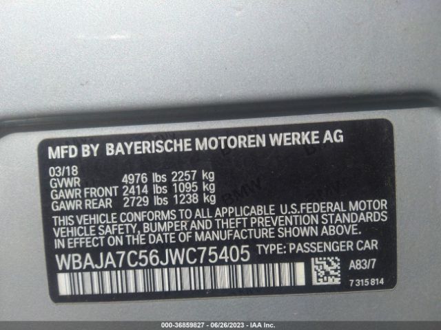 WBAJA7C56JWC75405 BMW 5 Series 530i Xdrive