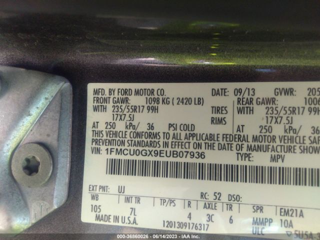 1FMCU0GX9EUB07936 Ford ESCAPE SE