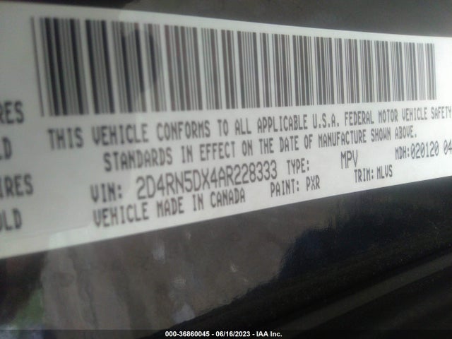 2010 DODGE GRAND CARAVAN SXT VIN: 2D4RN5DX4AR228333
