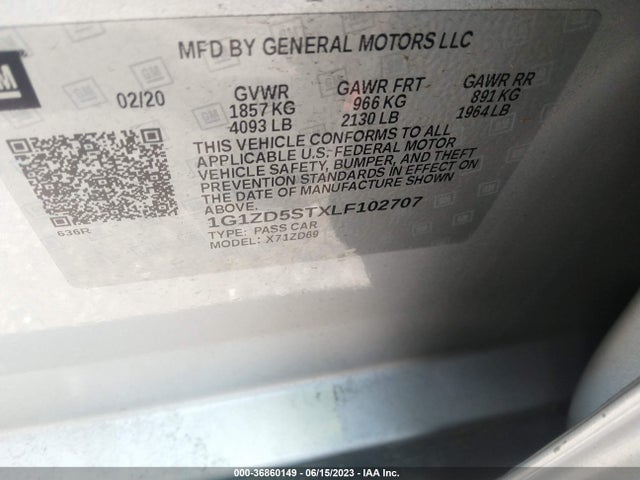 Chevrolet MALIBU LT 2020 1G1ZD5STXLF102707 Image 9