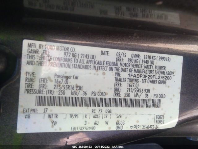 1FADP3F29FL276200 Ford FOCUS SE