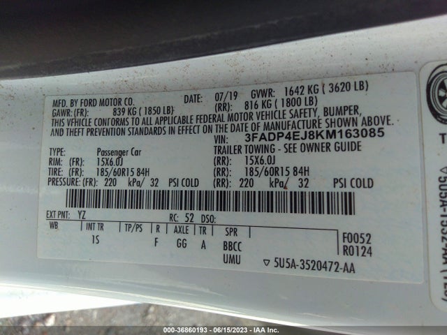 Ford FIESTA SE 2019 3FADP4EJ8KM163085 Image 15