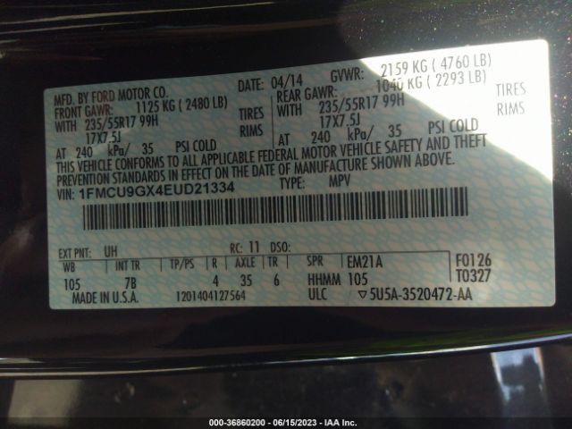 1FMCU9GX4EUD21334 Ford ESCAPE SE