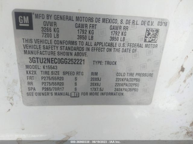 3GTU2NEC0GG252221 GMC Sierra 1500 Slt