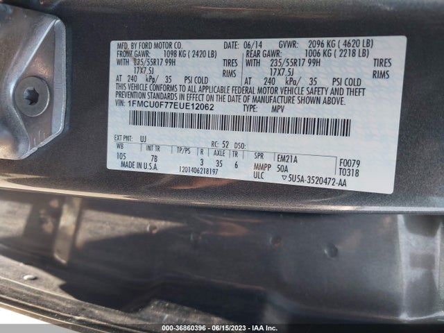 1FMCU0F77EUE12062 Ford ESCAPE S