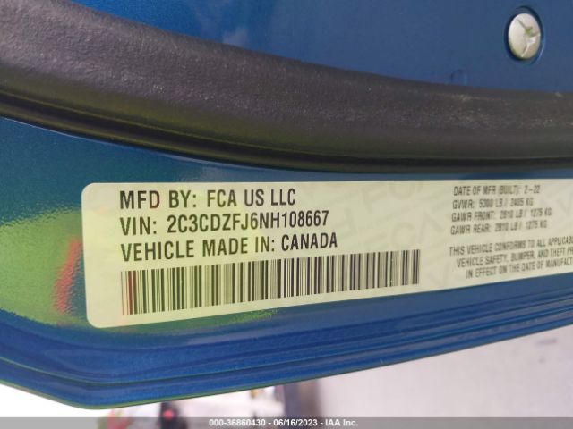 2C3CDZFJ6NH108667 Dodge Challenger R/t Scat Pack