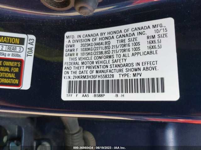 Honda CR-V LX 2015 2HKRM3H36FH558328 Image 9