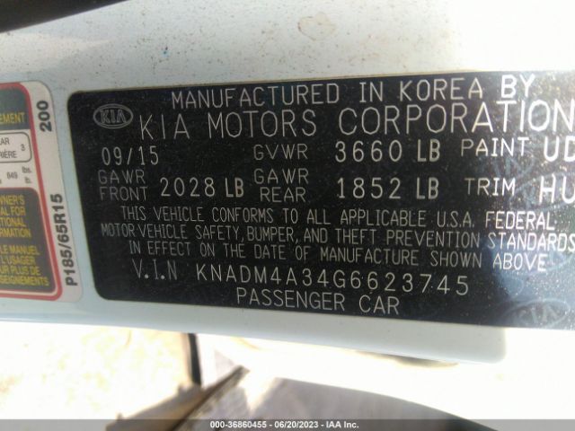 KNADM4A34G6623745 KIA RIO LX