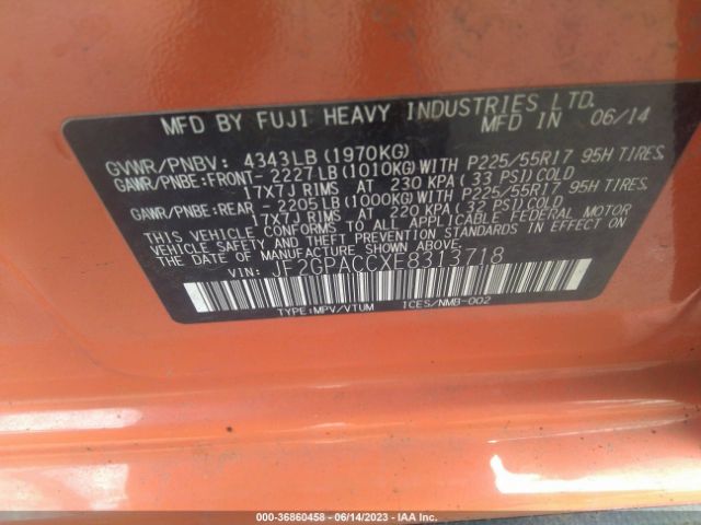 JF2GPACCXE8313718 Subaru Xv Crosstrek Premium