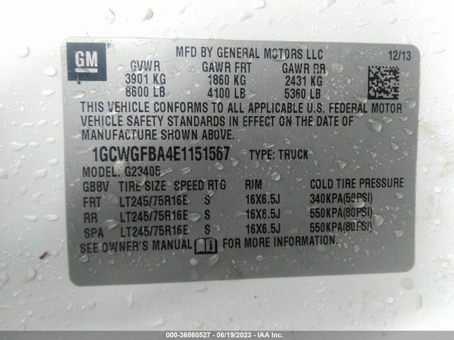 Chevrolet EXPRESS CARGO VAN 2014 1GCWGFBA4E1151567 Image 15
