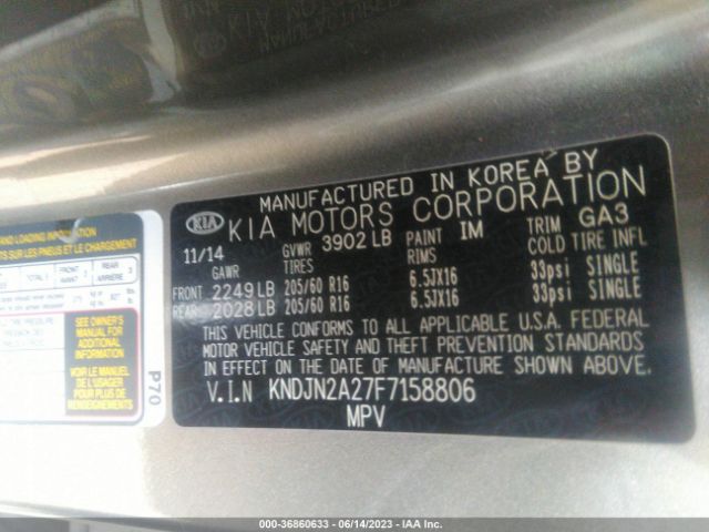 KNDJN2A27F7158806 KIA Soul Base