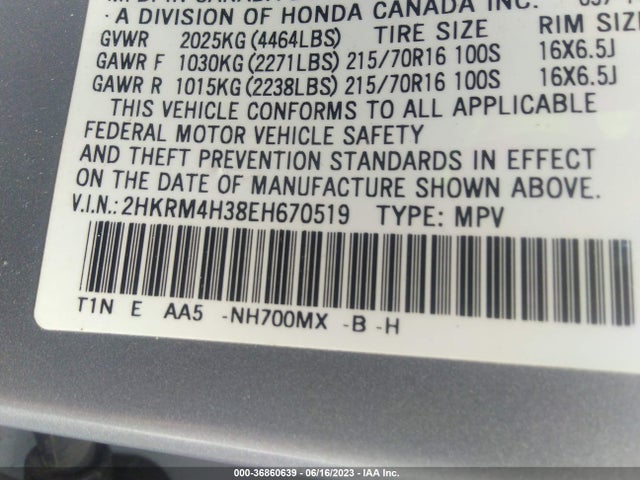 Honda CR-V LX 2014 2HKRM4H38EH670519 Image 9