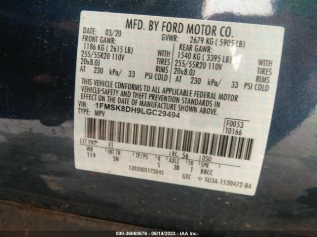 1FMSK8DH9LGC29494 Ford EXPLORER XLT