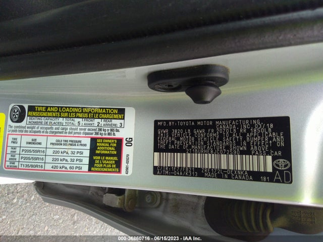 Toyota COROLLA LE 2018 2T1BURHE8JC072590 Image 16