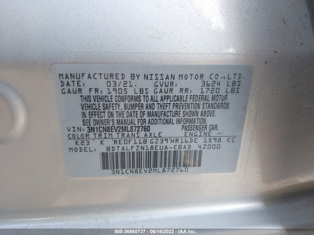 Nissan VERSA SV 2021 3N1CN8EV2ML872760 Image 15