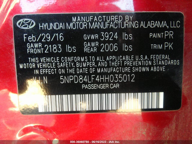 Hyundai Elantra Limited 2017 5NPD84LF4HH035012 Image 9