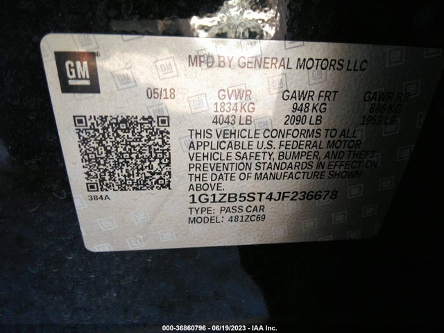 Chevrolet MALIBU LS 2018 1G1ZB5ST4JF236678 Image 9