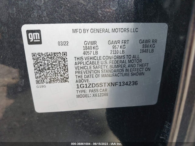 Chevrolet MALIBU LT 2022 1G1ZD5STXNF134236 Image 9