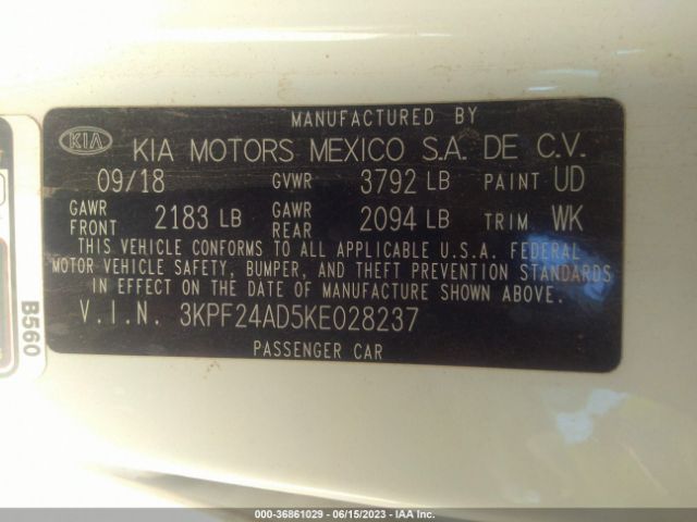 3KPF24AD5KE028237 KIA FORTE FE