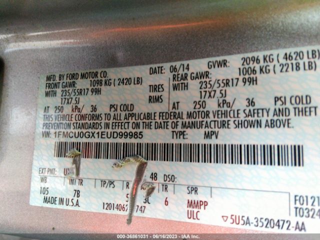 1FMCU0GX1EUD99985 Ford ESCAPE SE