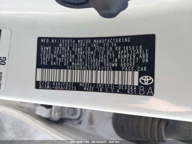 Toyota Corolla L/le/s/s Plus/le Plus 2015 5YFBURHE5FP242105 Image 9