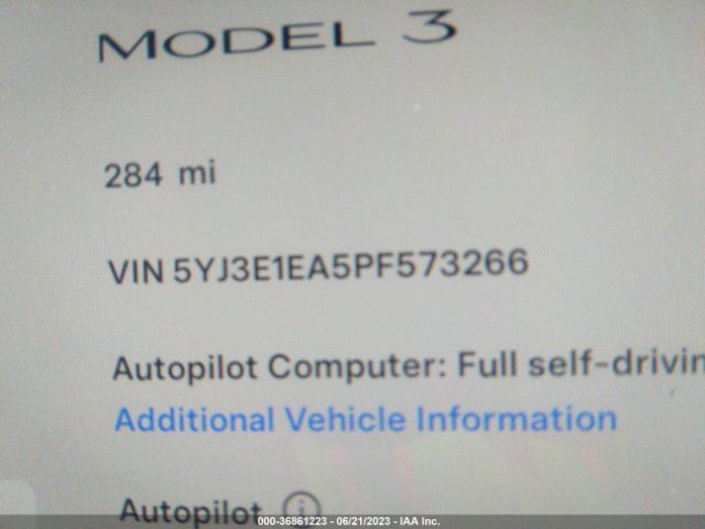 5YJ3E1EA5PF573266 Tesla MODEL 3