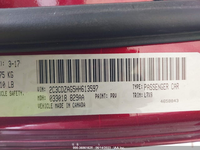 Dodge Challenger Sxt 2017 2C3CDZAG5HH613597 Image 9