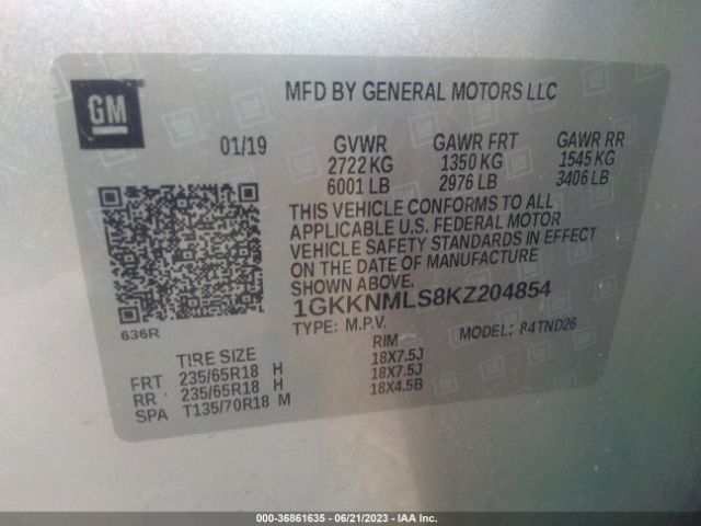 1GKKNMLS8KZ204854 GMC ACADIA SLT