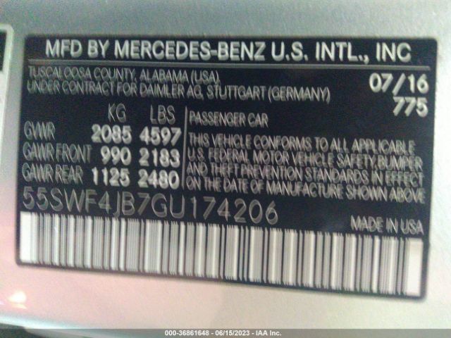 55SWF4JB7GU174206 Mercedes-Benz C-class C 300