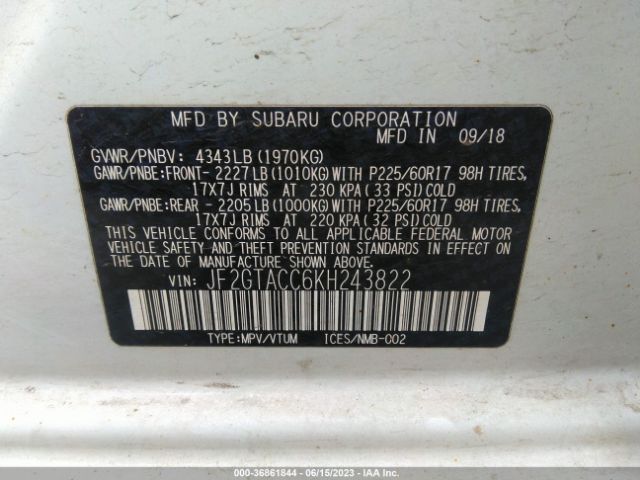 JF2GTACC6KH243822 Subaru Crosstrek Premium