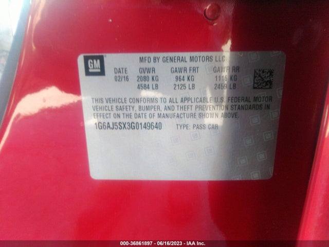 1G6AJ5SX3G0149640 Cadillac Ats Sedan Performance Collection