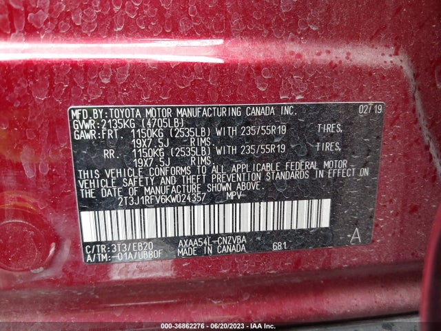 Toyota Rav4 Adventure 2019 2T3J1RFV6KW024357 Image 15