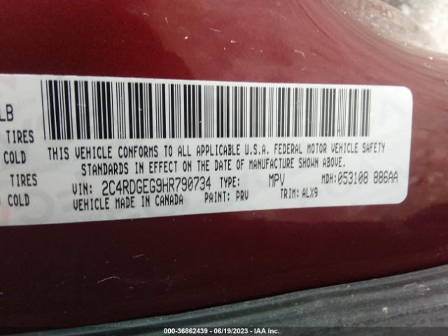 2C4RDGEG9HR790734 Dodge Grand Caravan Gt