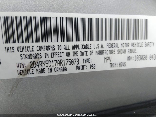 2010 DODGE GRAND CARAVAN SXT VIN: 2D4RN5D17AR175073