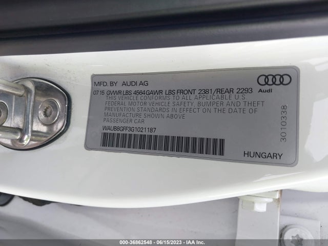 WAUB8GFF3G1021187 Audi A3 2.0t Premium