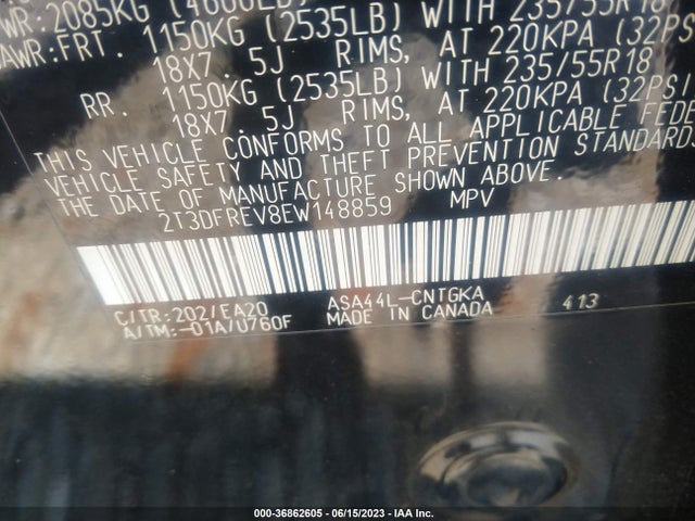 Toyota Rav4 Limited 2014 2T3DFREV8EW148859 Image 15