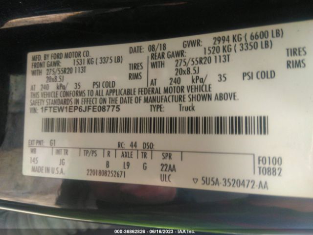 1FTEW1EP6JFE08775 Ford F-150 Xl/xlt/lariat