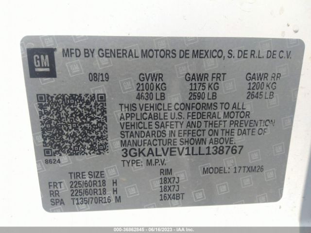 3GKALVEV1LL138767 GMC Terrain Slt