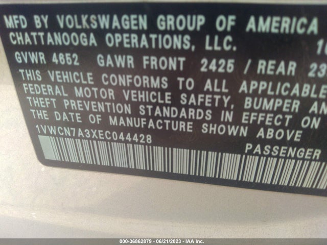 1VWCN7A3XEC044428 Volkswagen Passat Tdi Sel Premium