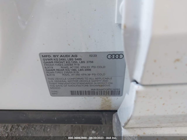 WA1EAAFY3P2110751 Audi Q5 S Line Premium Plus