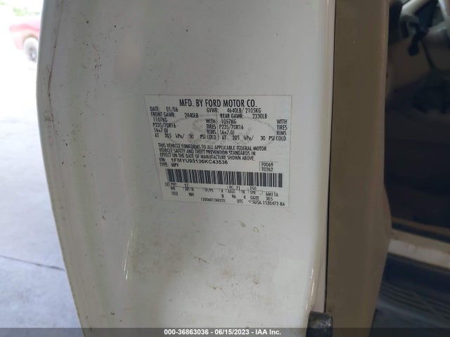 2006 FORD ESCAPE XLT VIN: 1FMYU93136KC43536